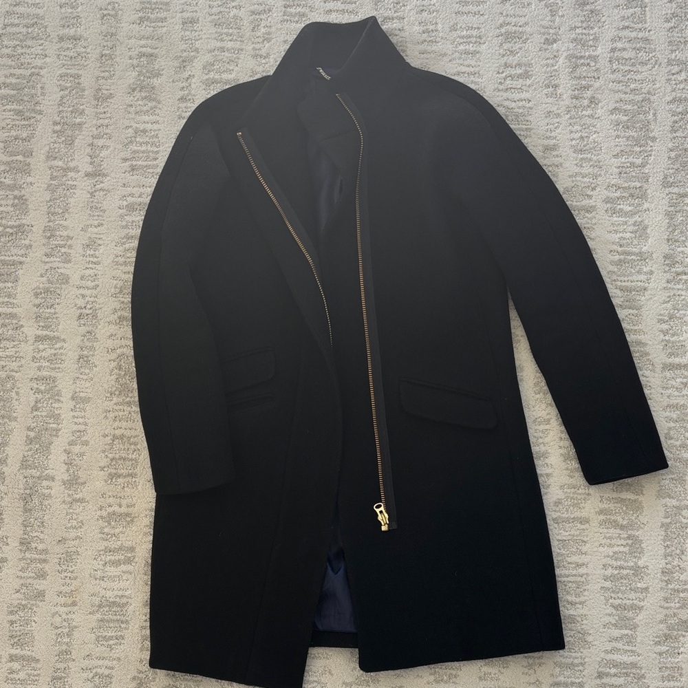 J. Crew Toscana Black Coat with Gold Accents